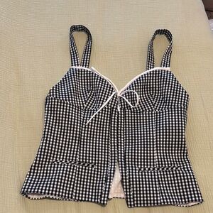 Zara Black and White Checkered Top